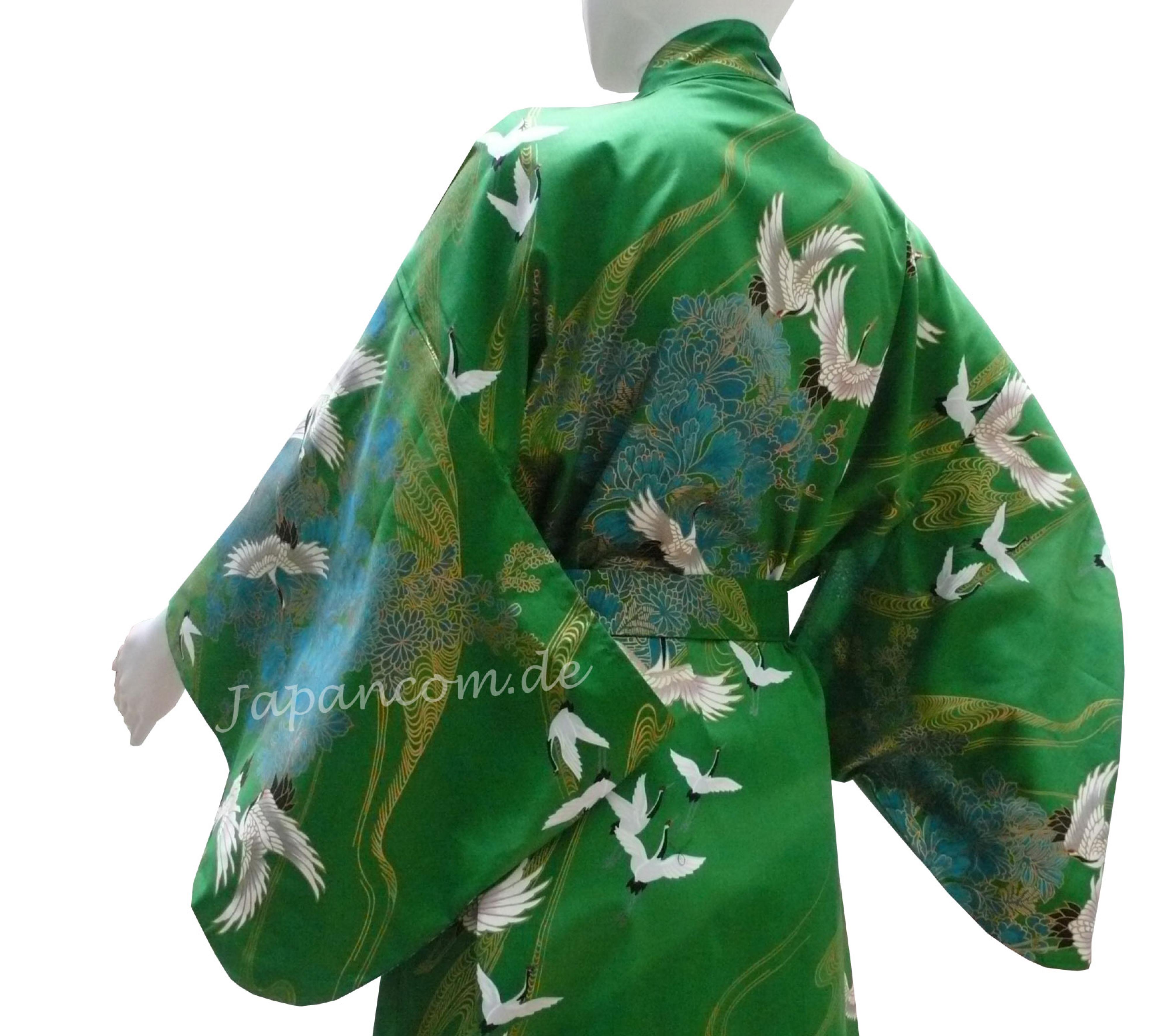 Damen Kimono Tsuru Kranich grün