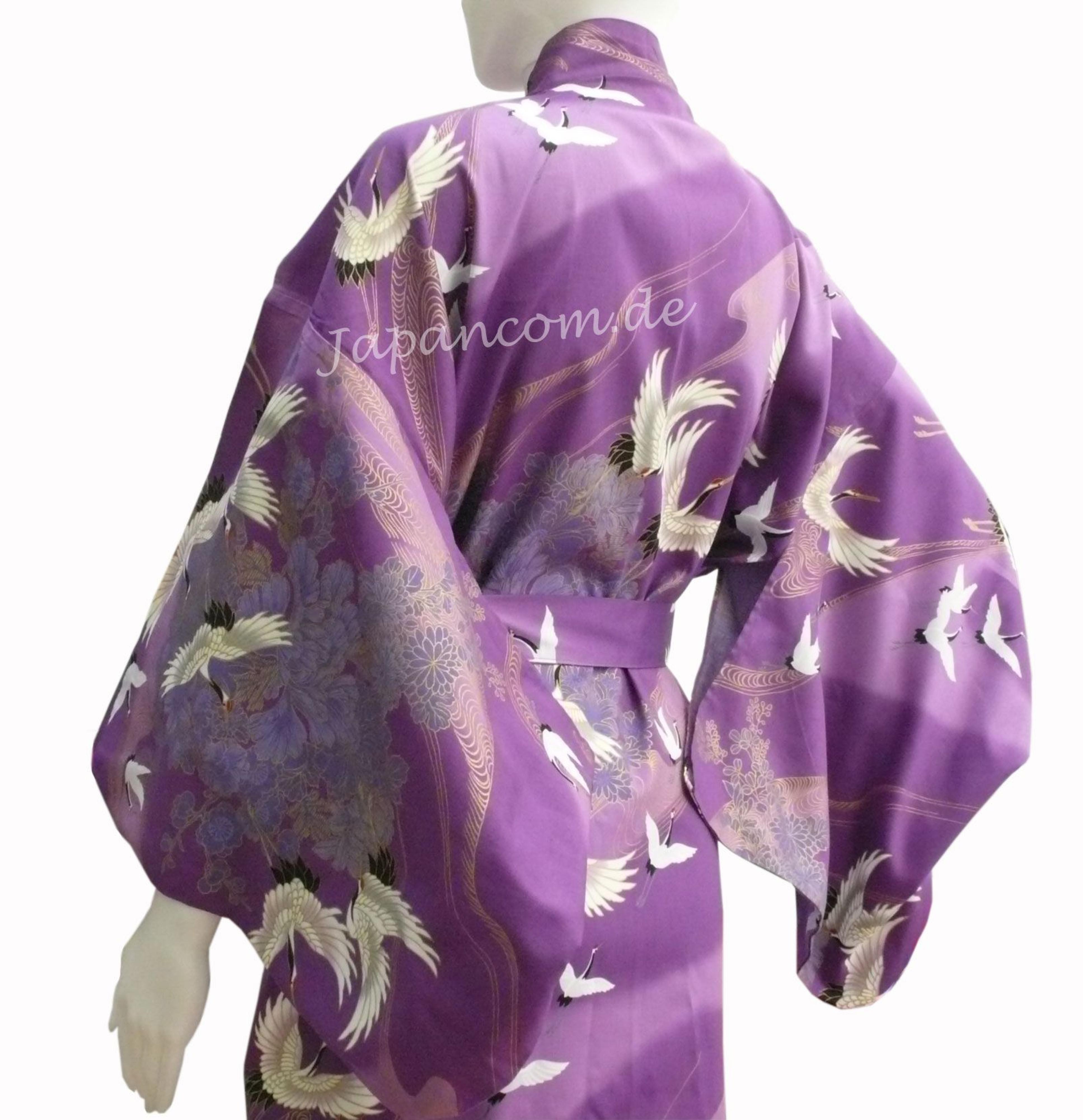 Damen Kimono Tsuru Kranich lila
