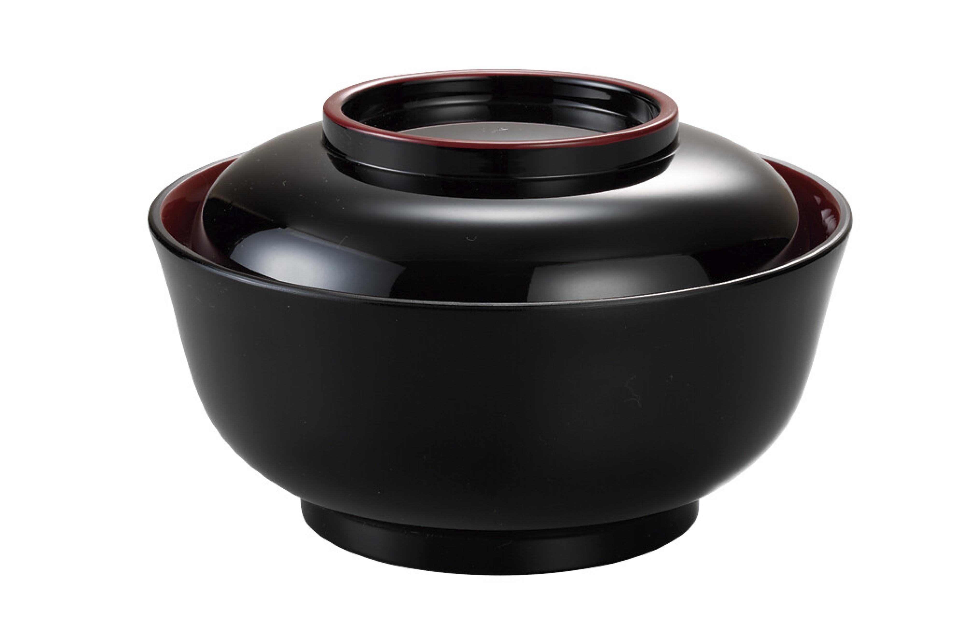 grosse Lackschale mit Deckel schwarz-rot