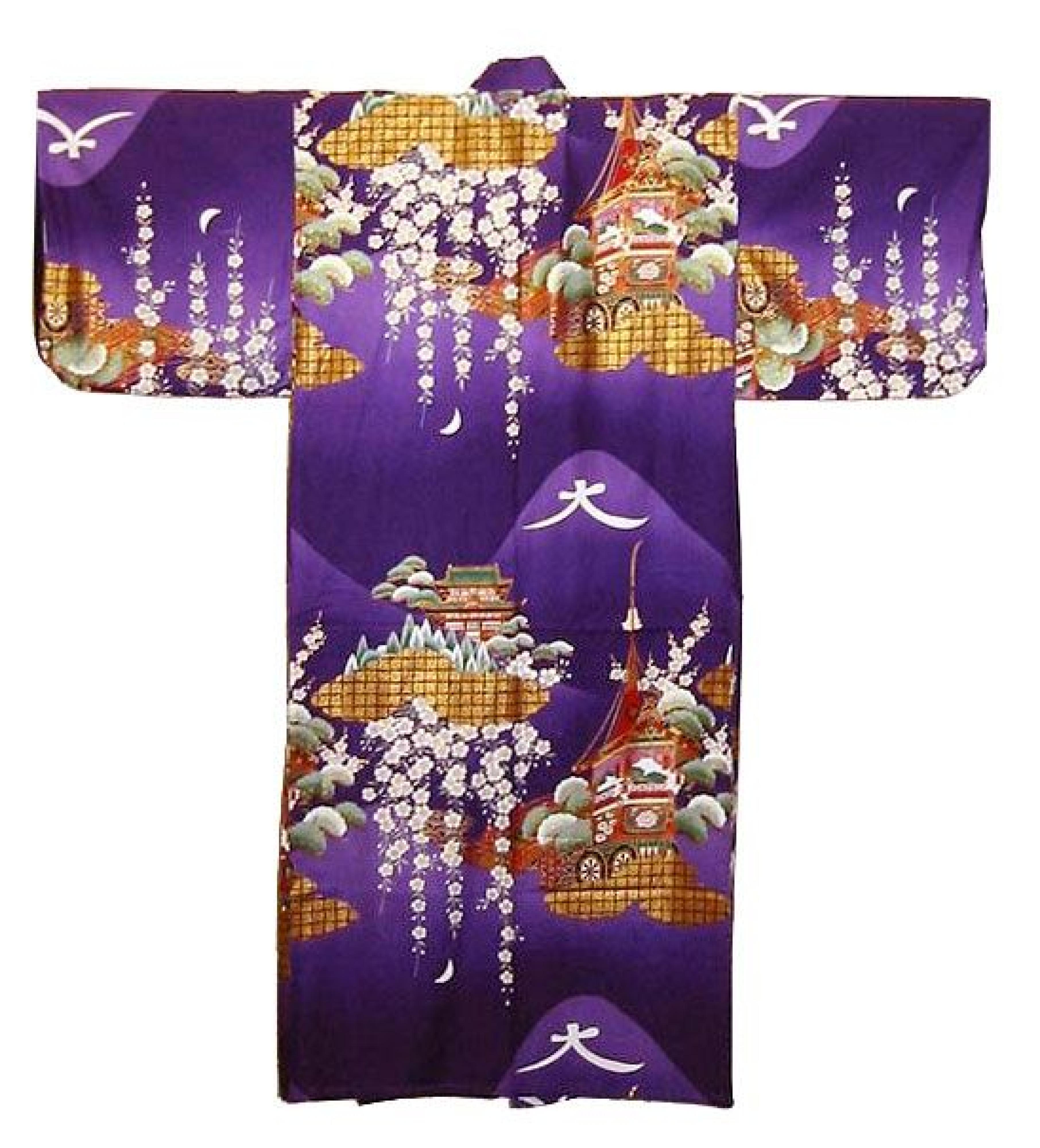 Damen Kimono Daimonji purple