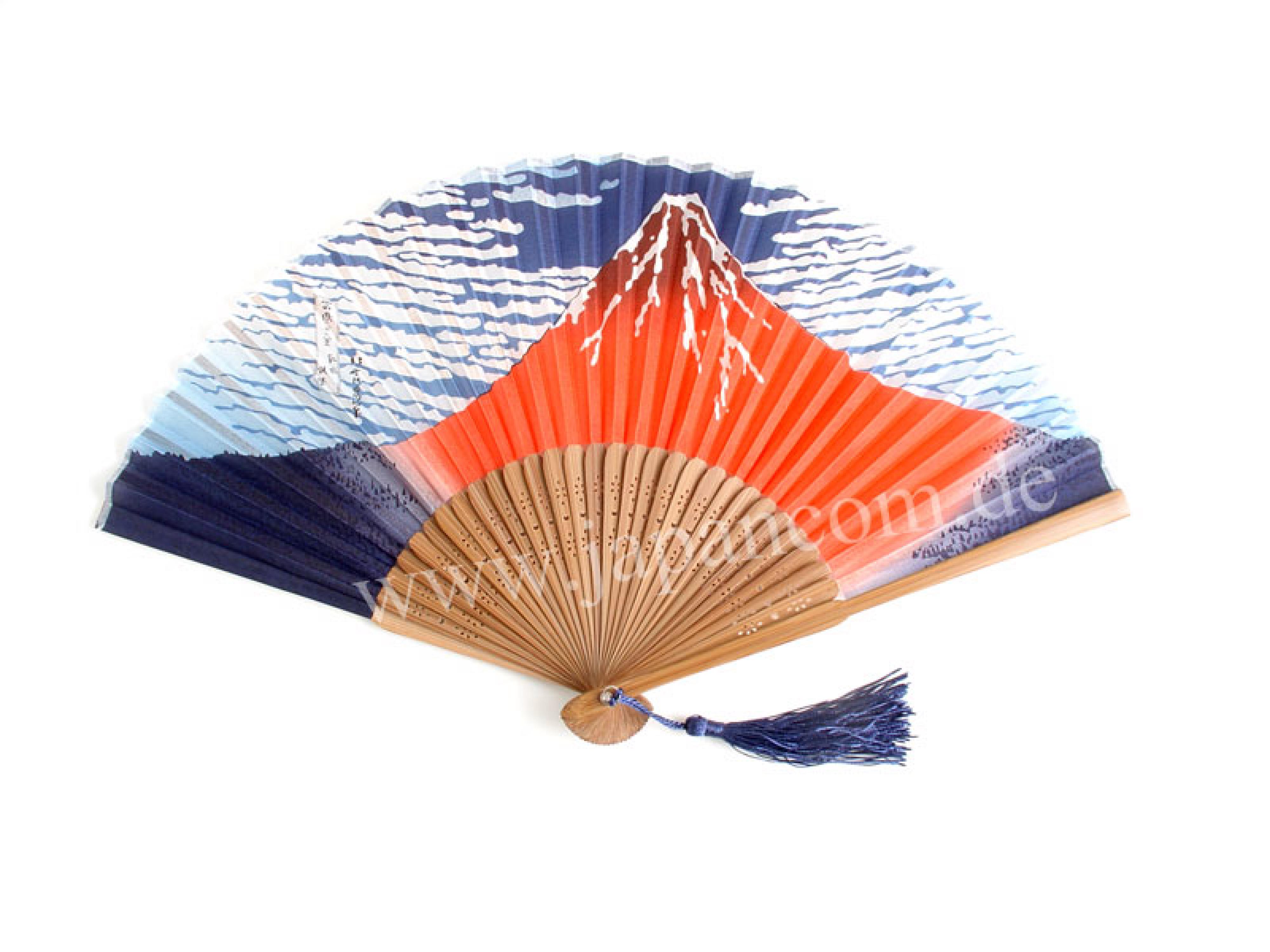 Fächer Aka Fuji von Hokusai Seide