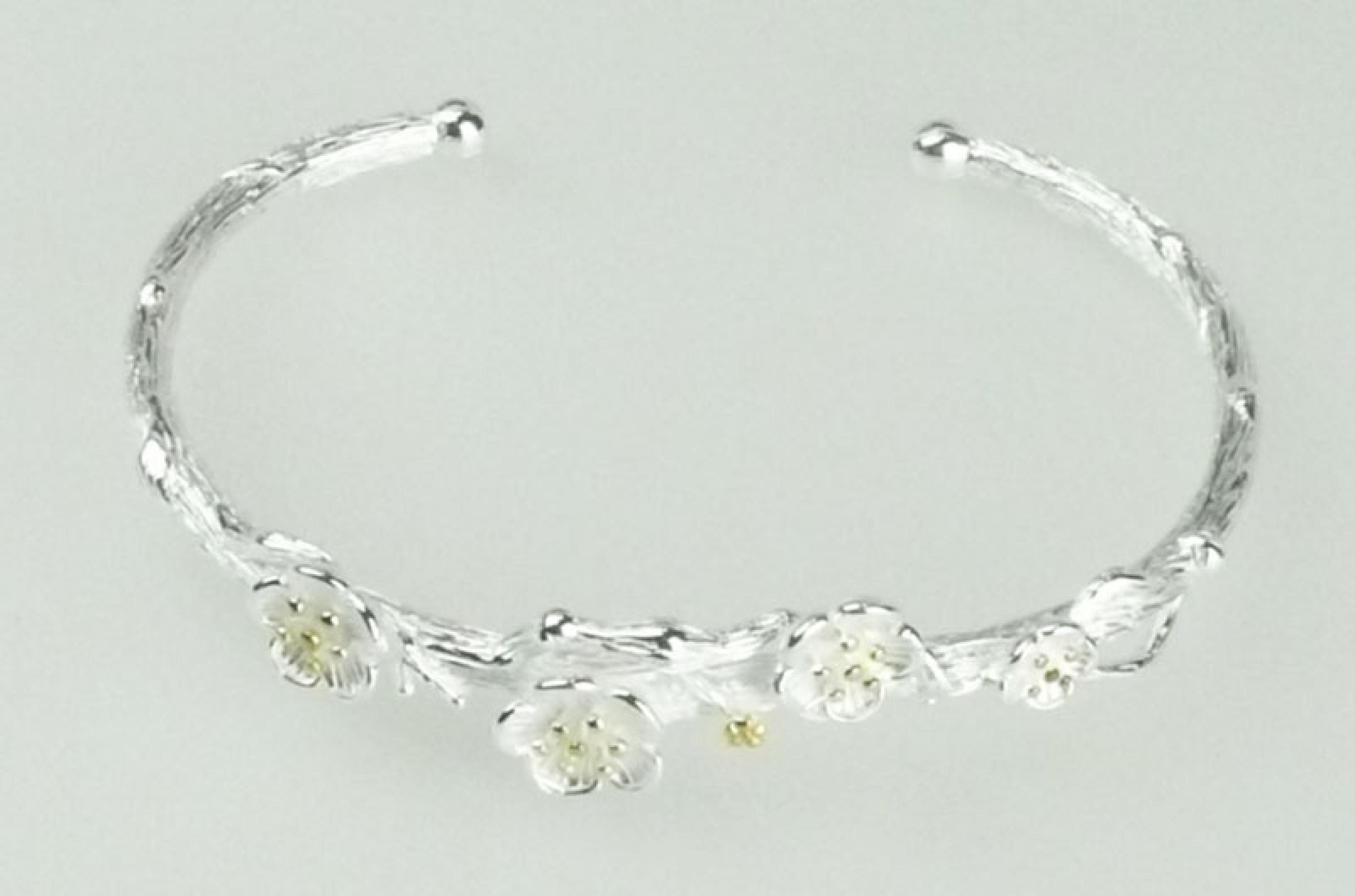 Silberarmreif Kirschblüten silber-gold