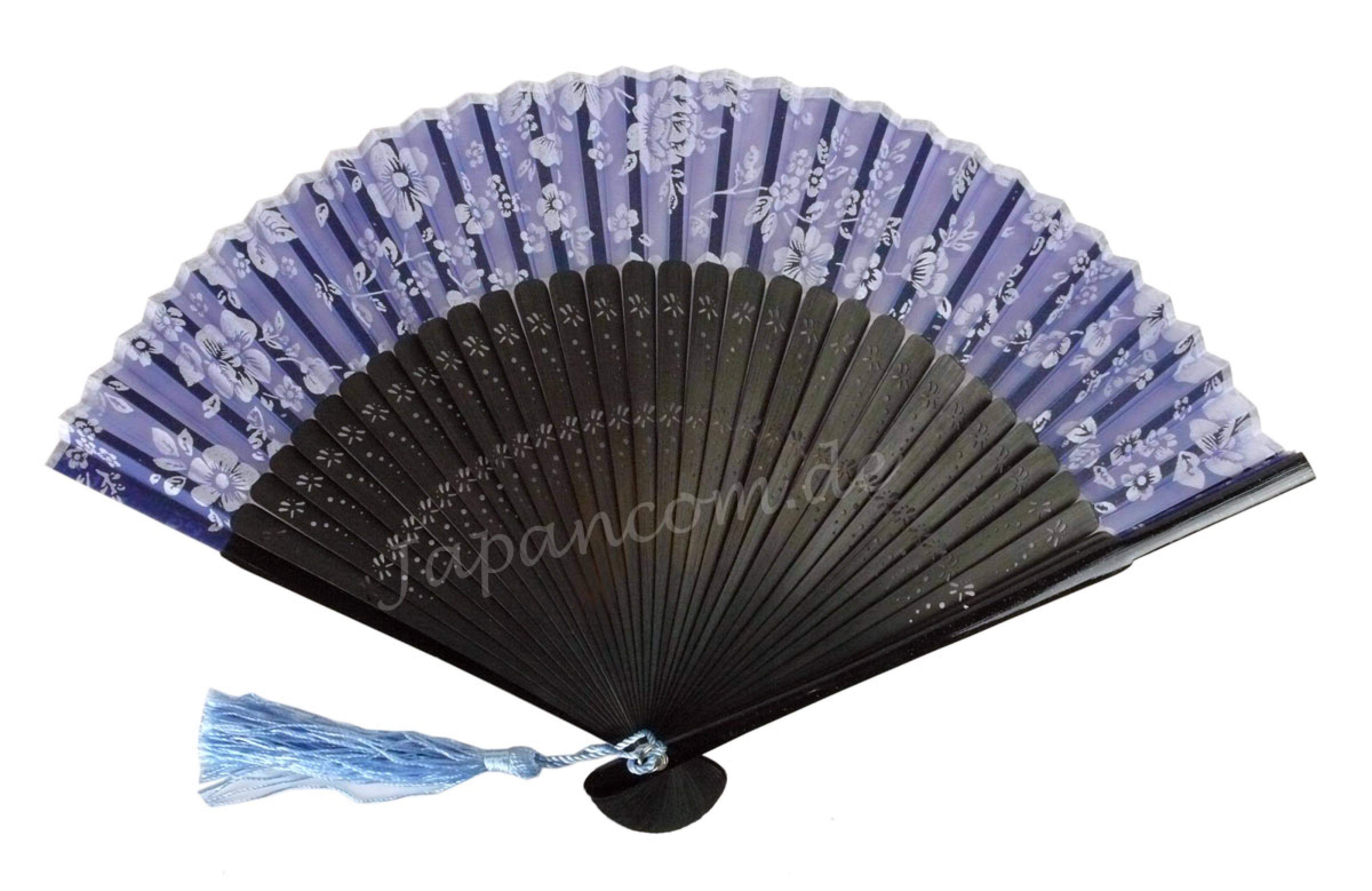 Fächer Shiroi Hana blau