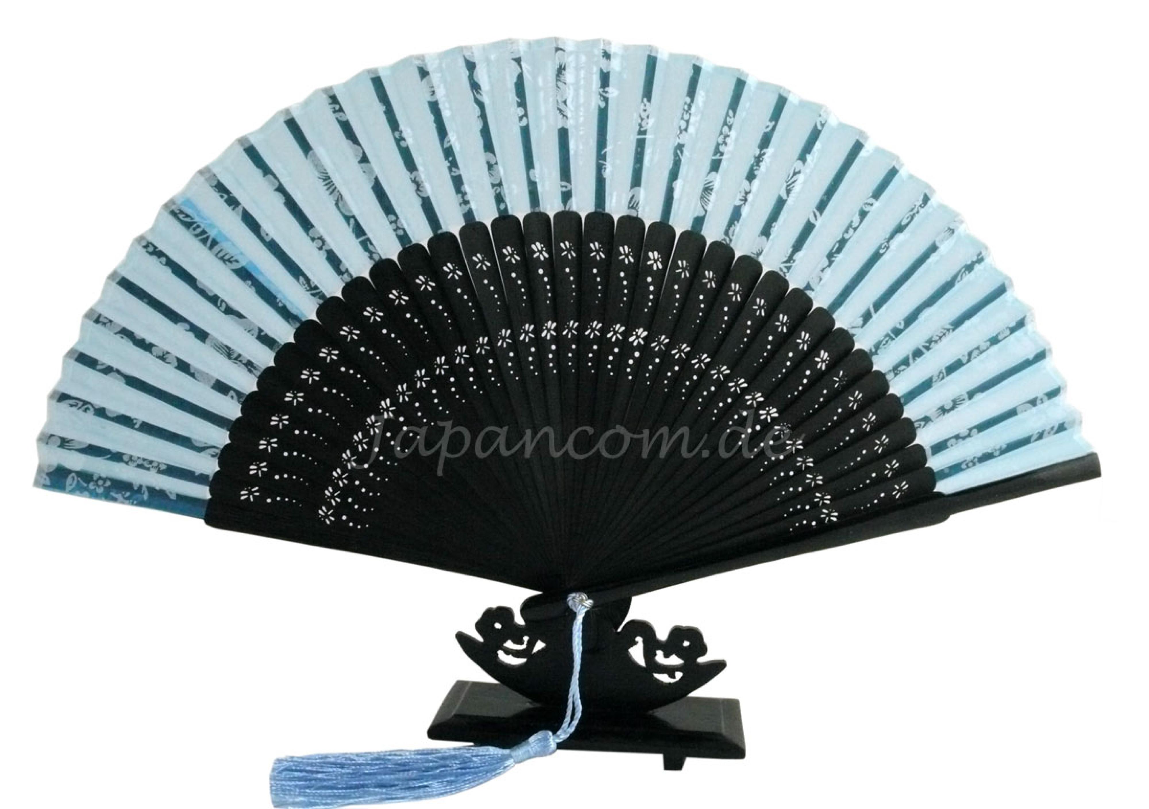 Fächer Shiroi Hana türkis