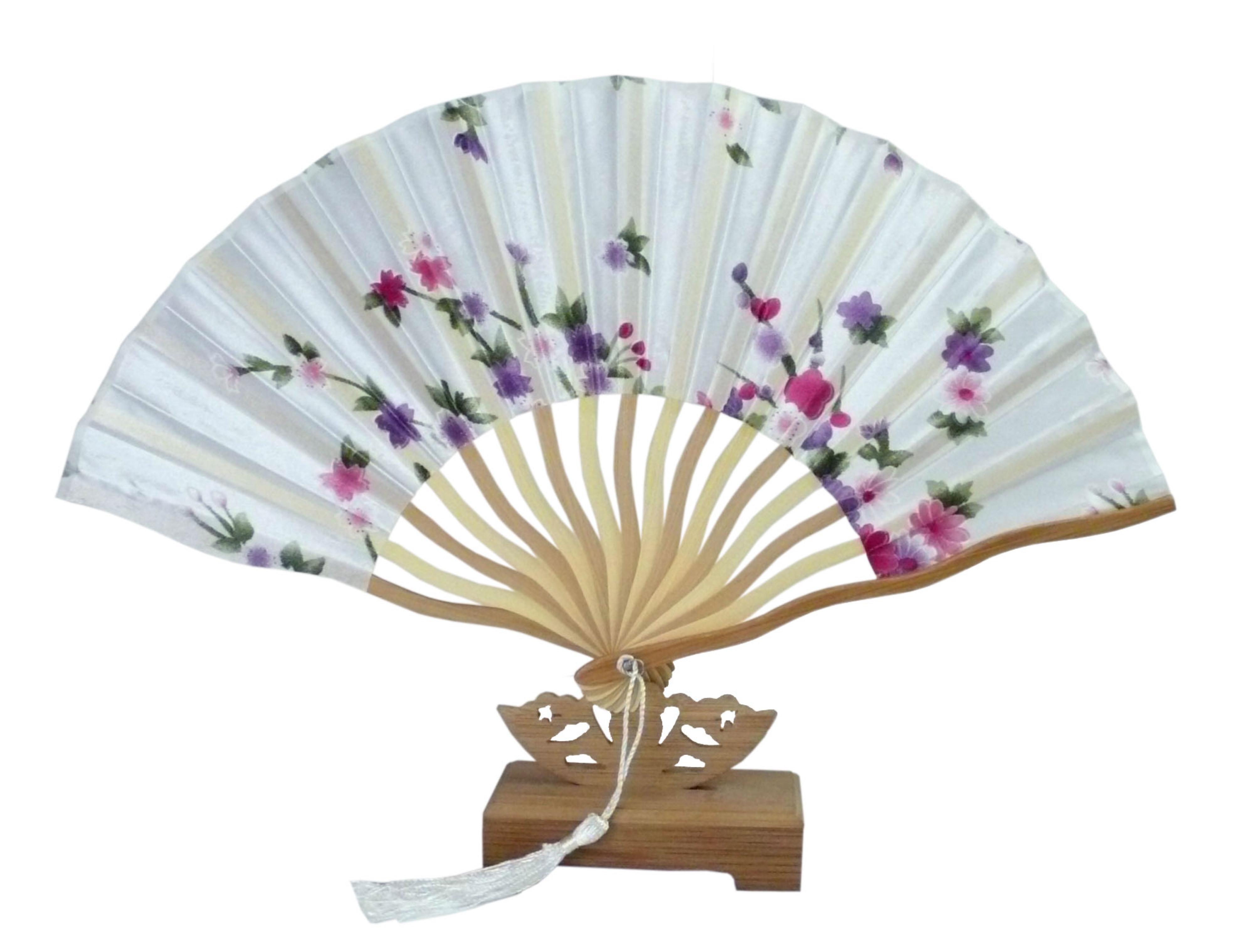 Gebogener Fächer Kirschblüten weiss 21cm