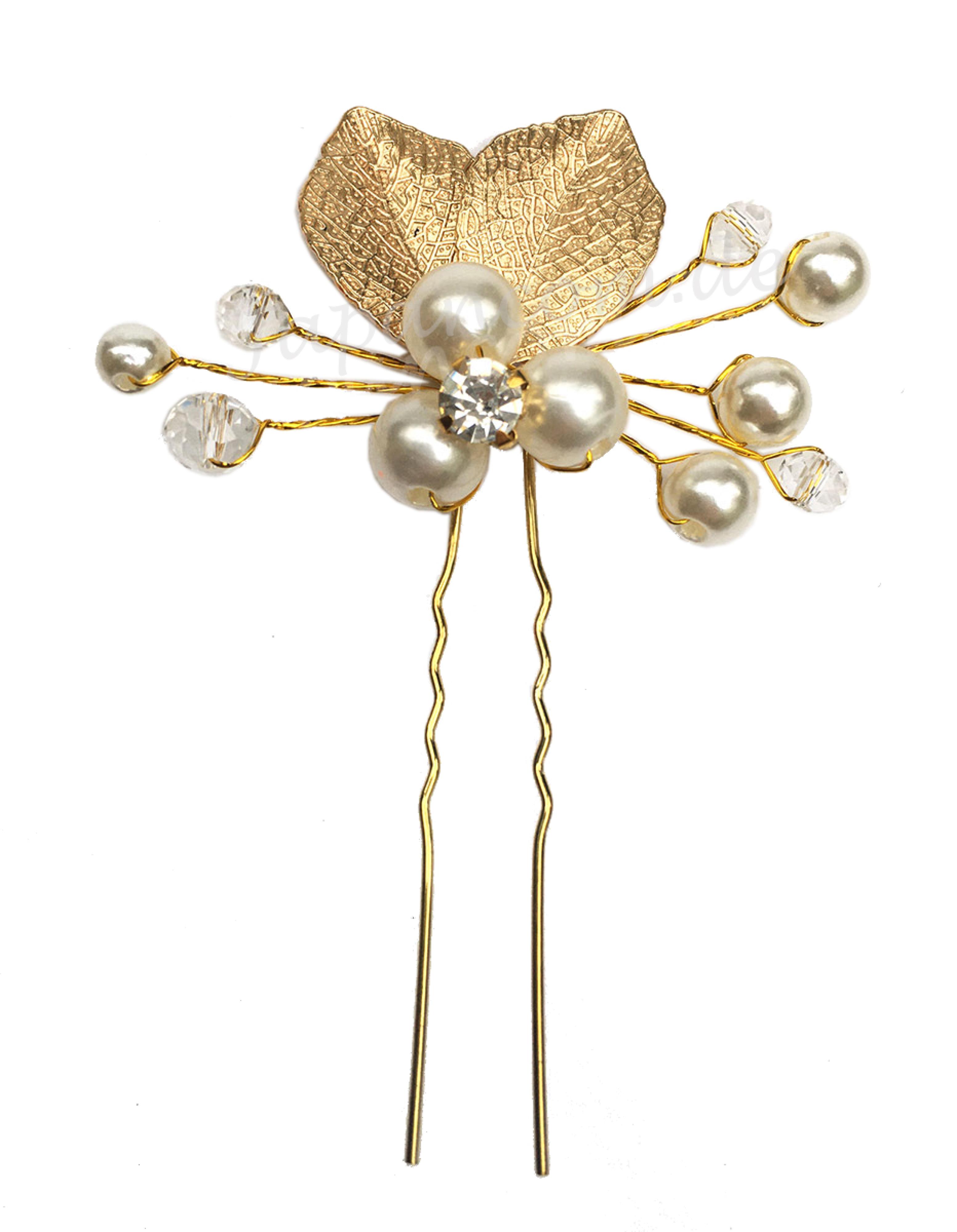 Haarspange Goldblatt Brautschmuck
