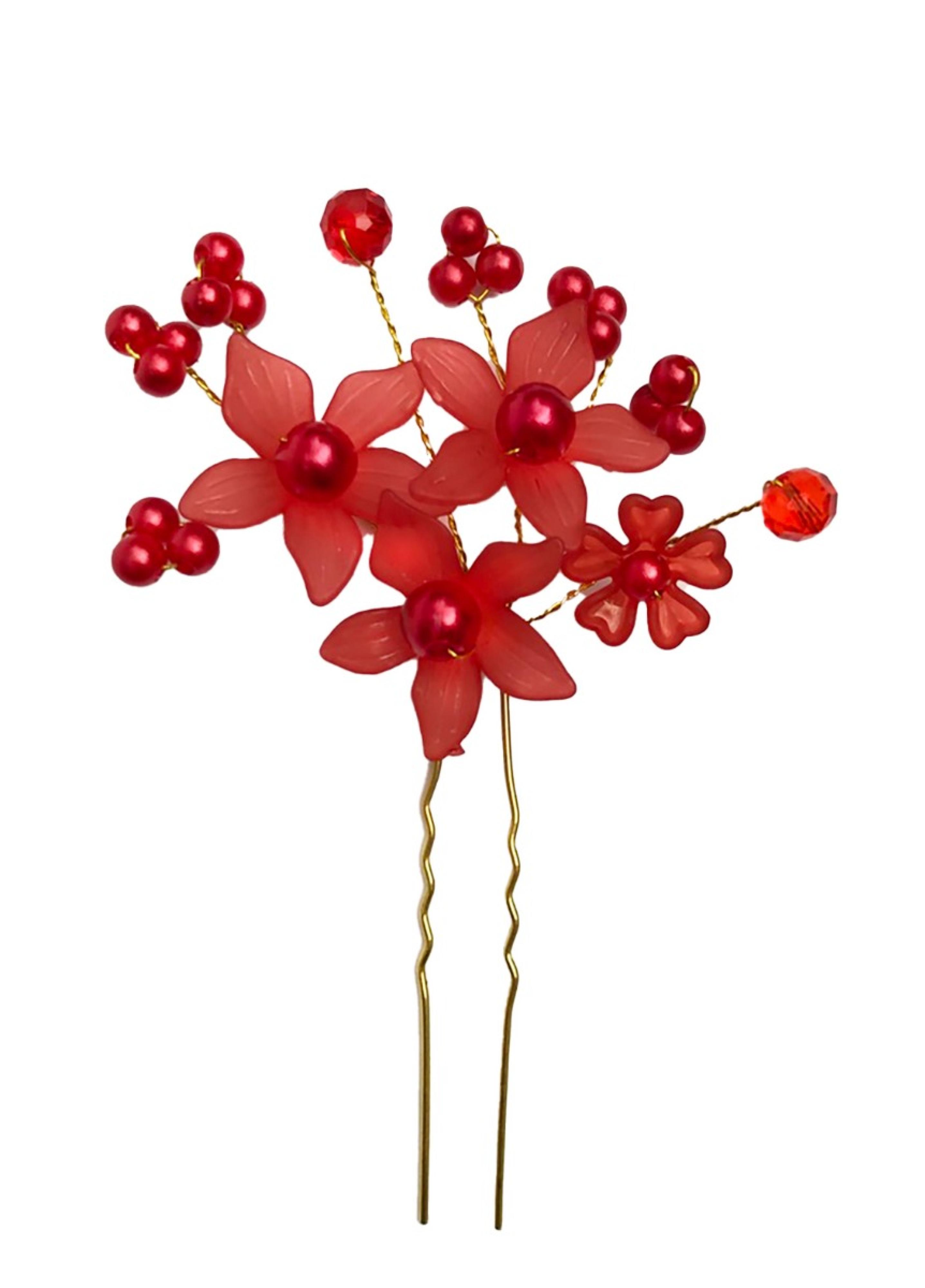 Haarspange Rote Blumen