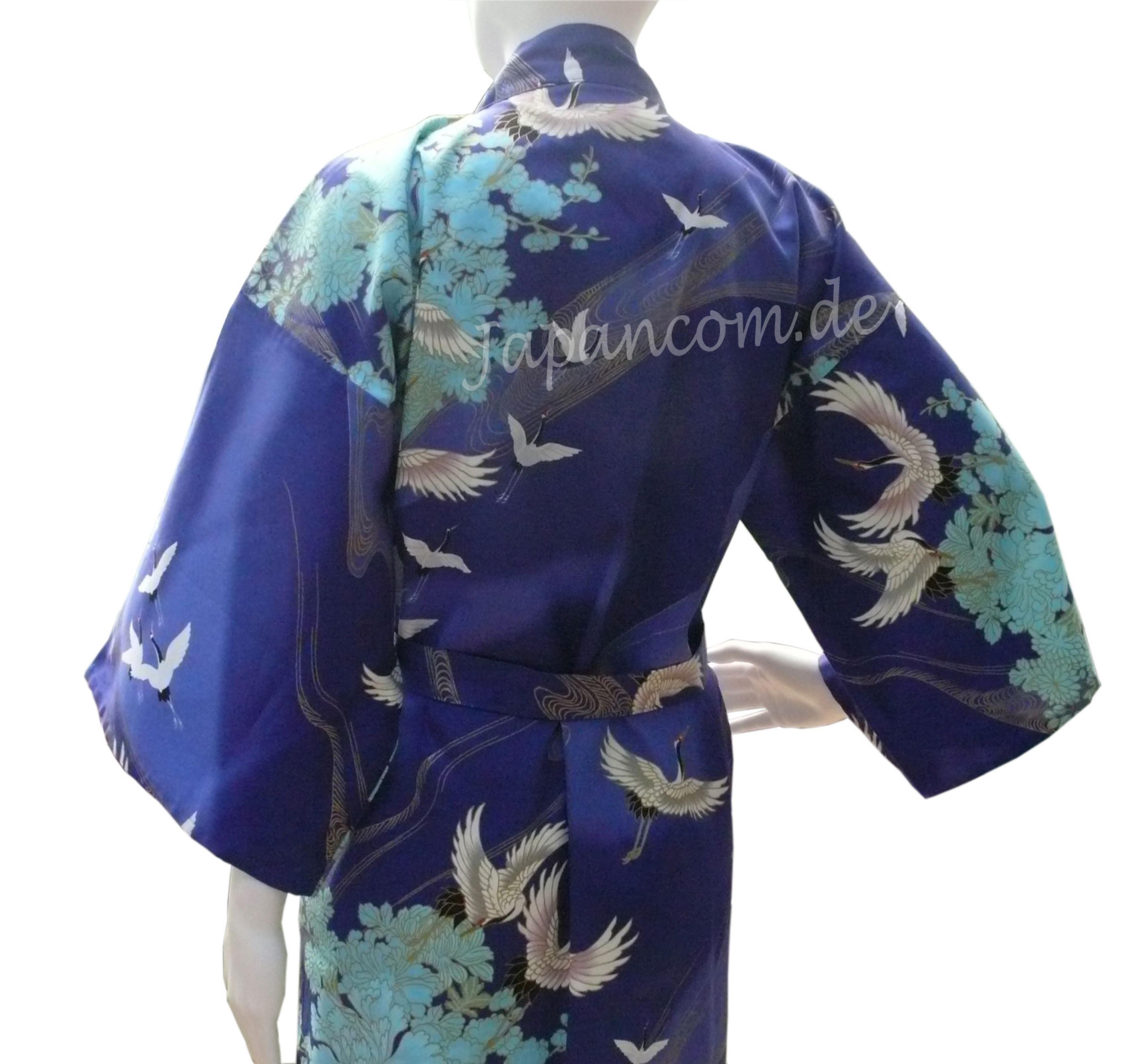 Happi Kimono Tsuru royalblau kurz