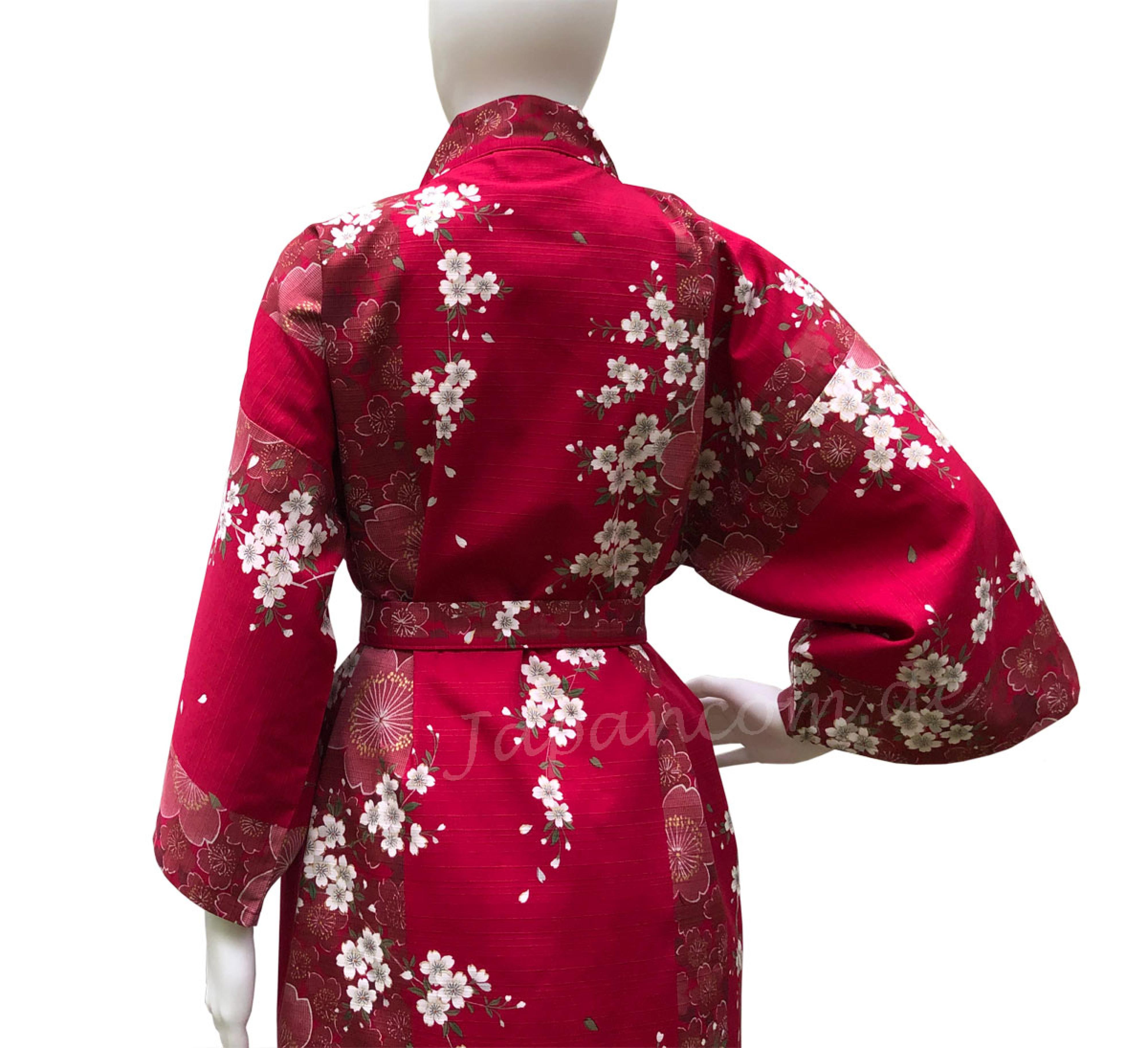 Kimono Sakura (Kirschblüten) rot, kurz, Happi