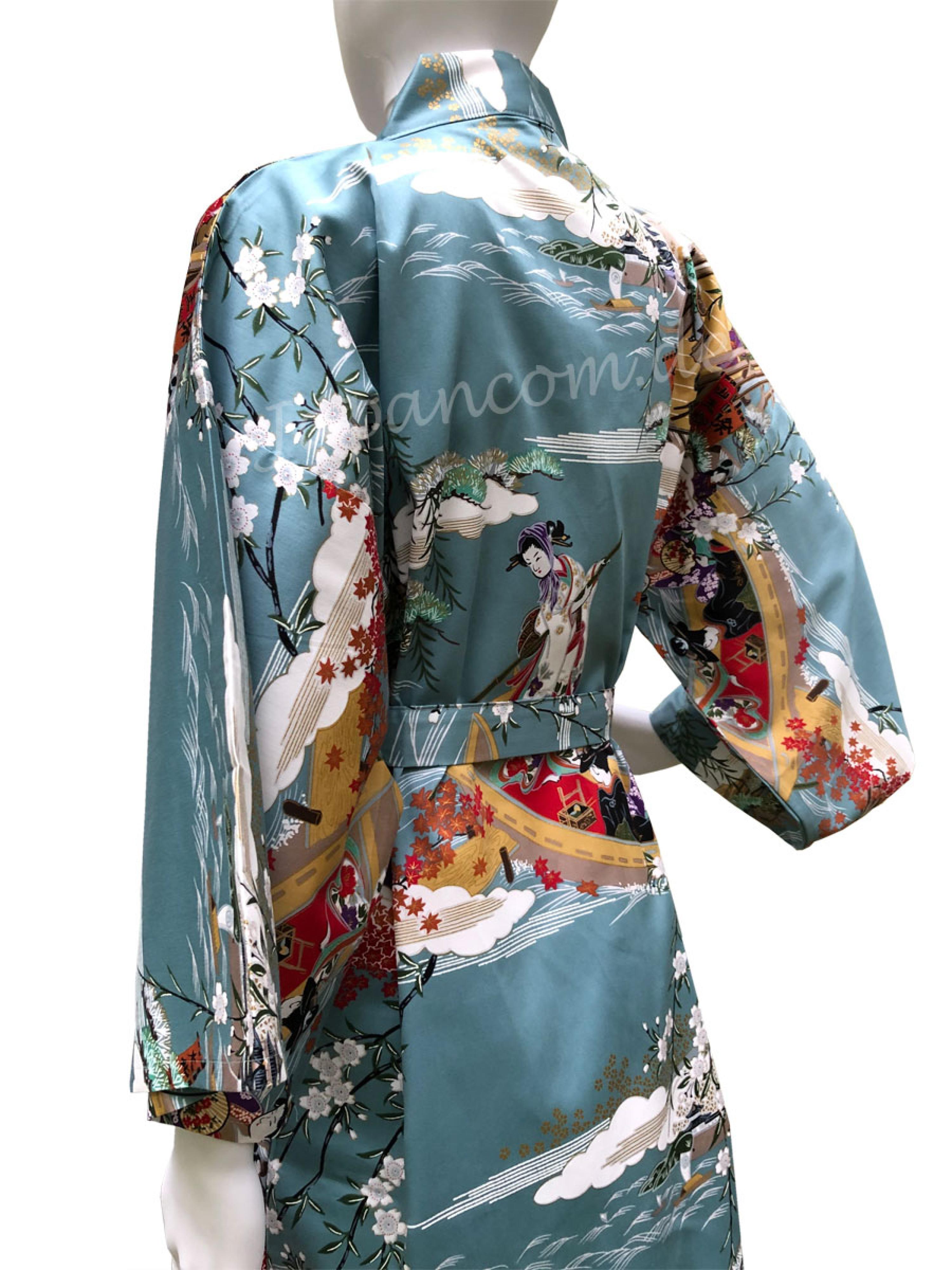 Happi Kimono Ukiyoe türkis kurz