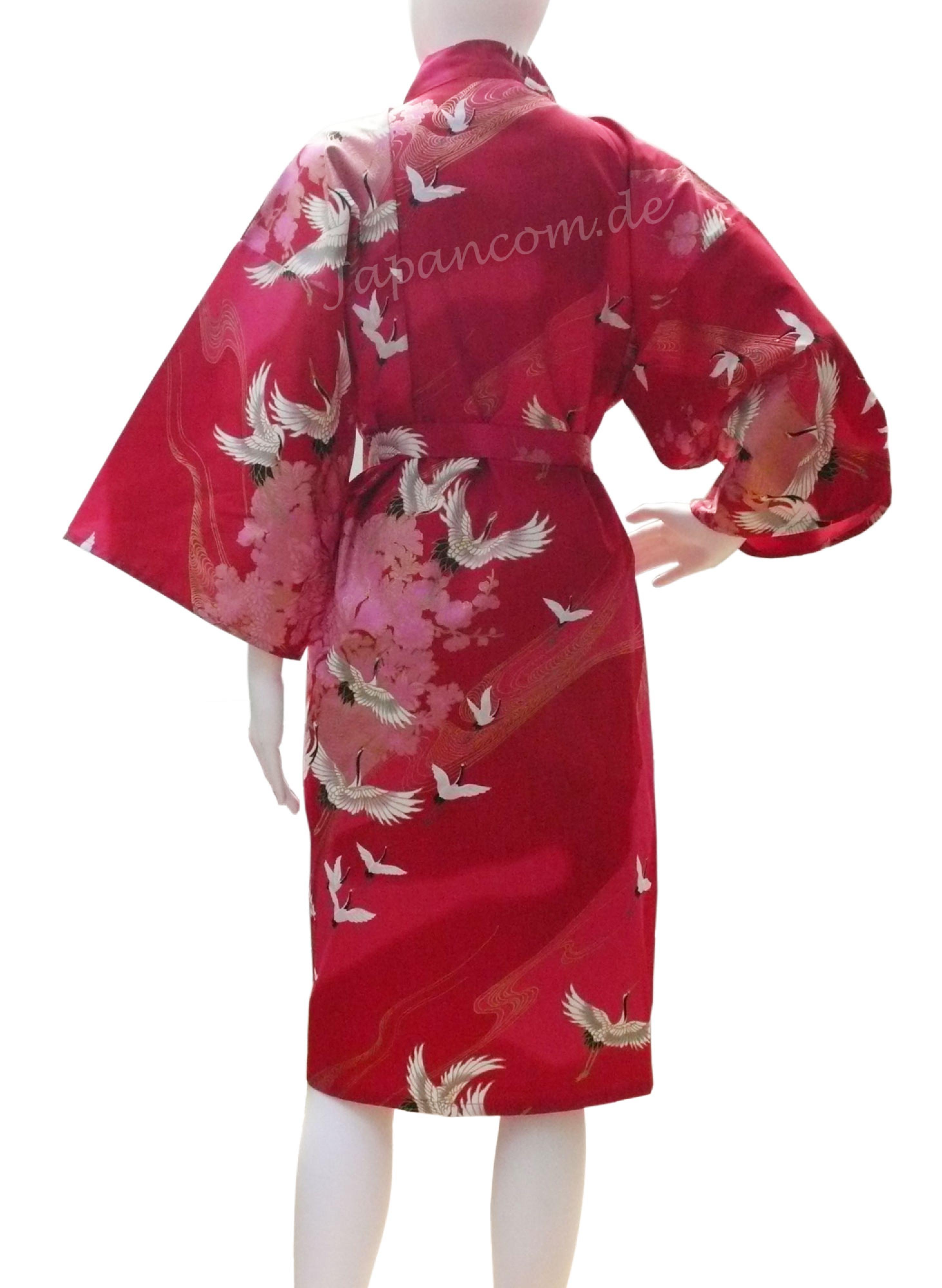 Roter Happi Kimono mit Kranichen