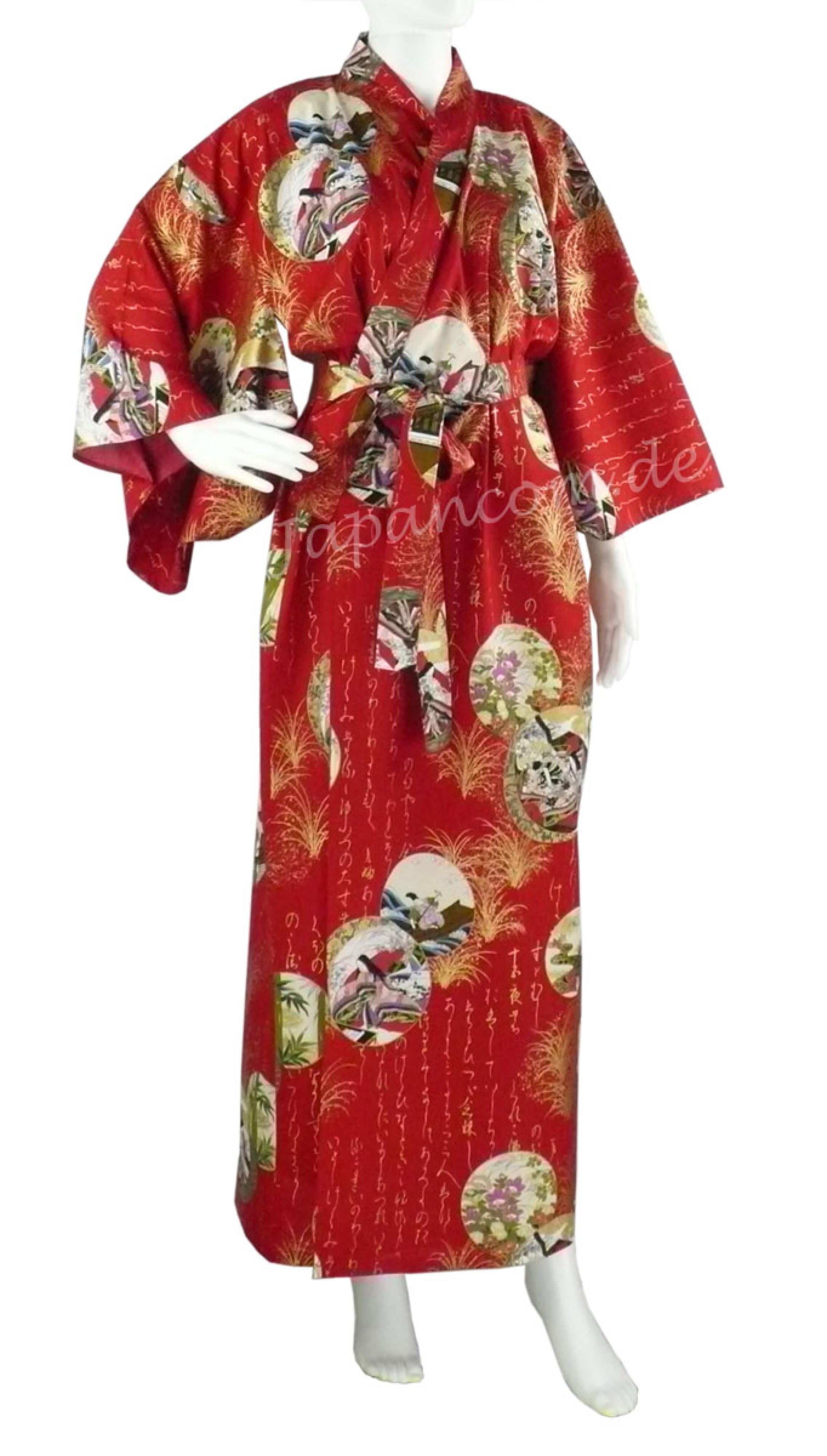 Roter Damenkimono Prinzessin mit Genji-Motiven