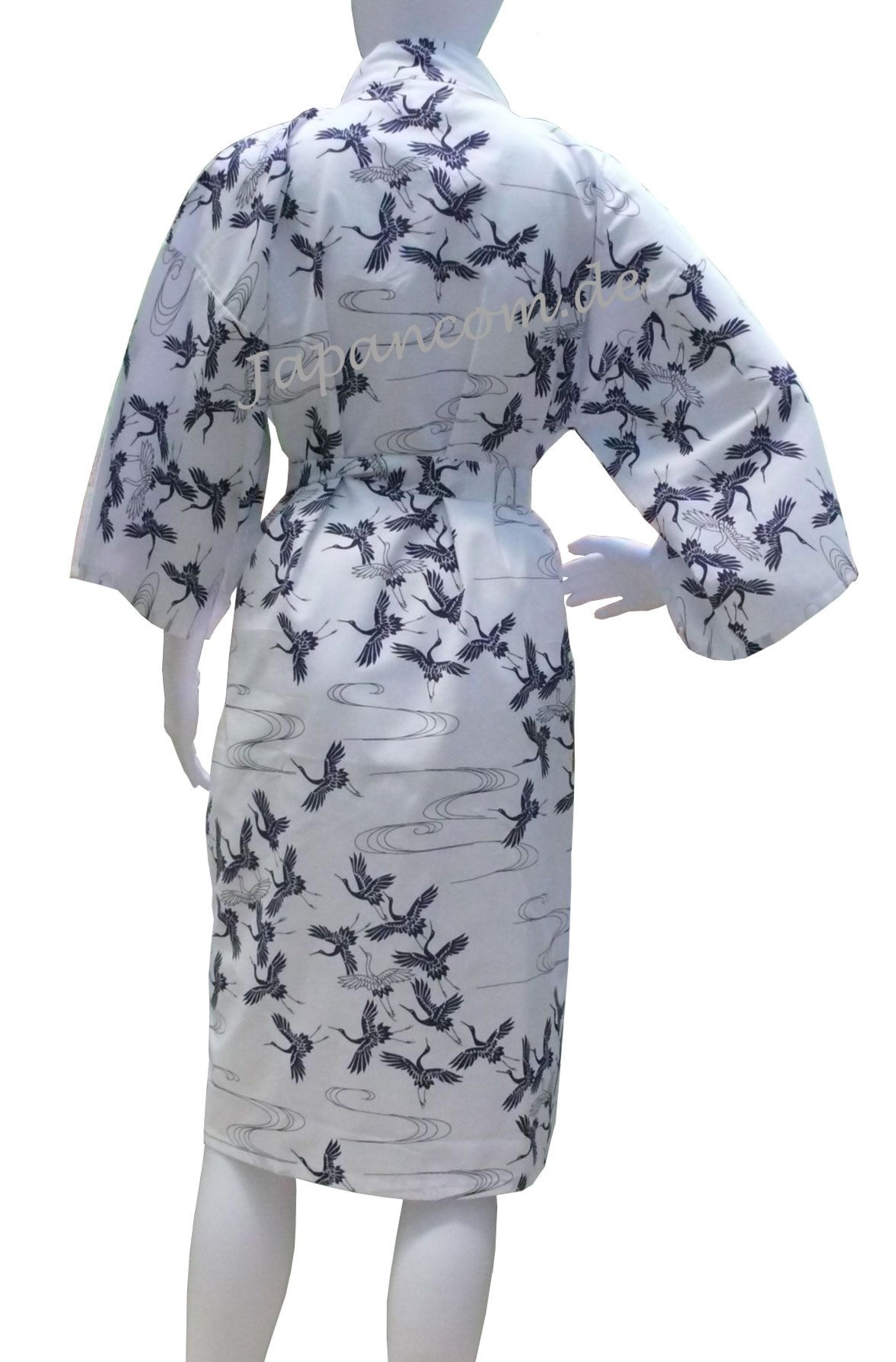 Kimono Schneekraniche weiss kurz