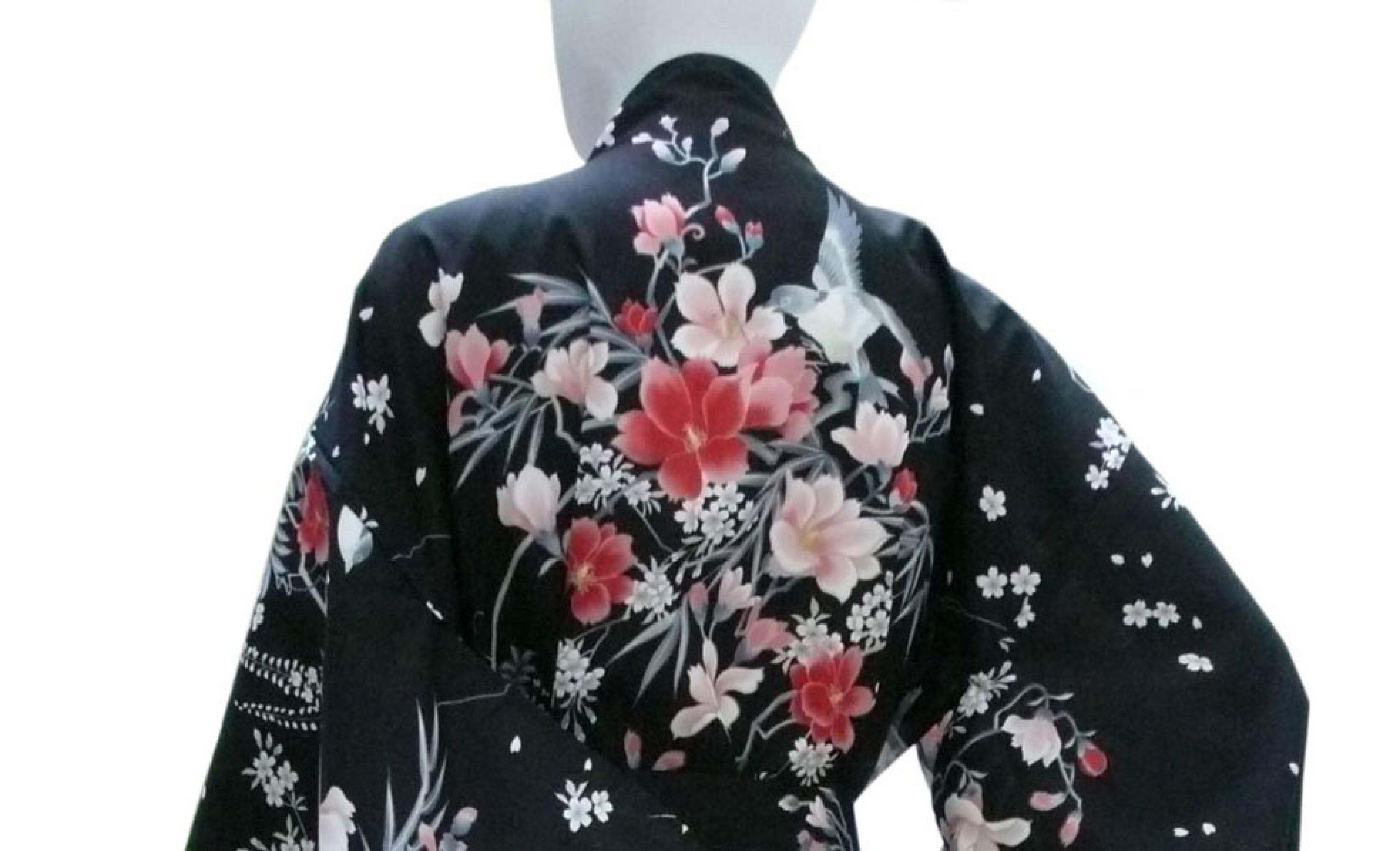 Happi Kimono Hana schwarz kurz