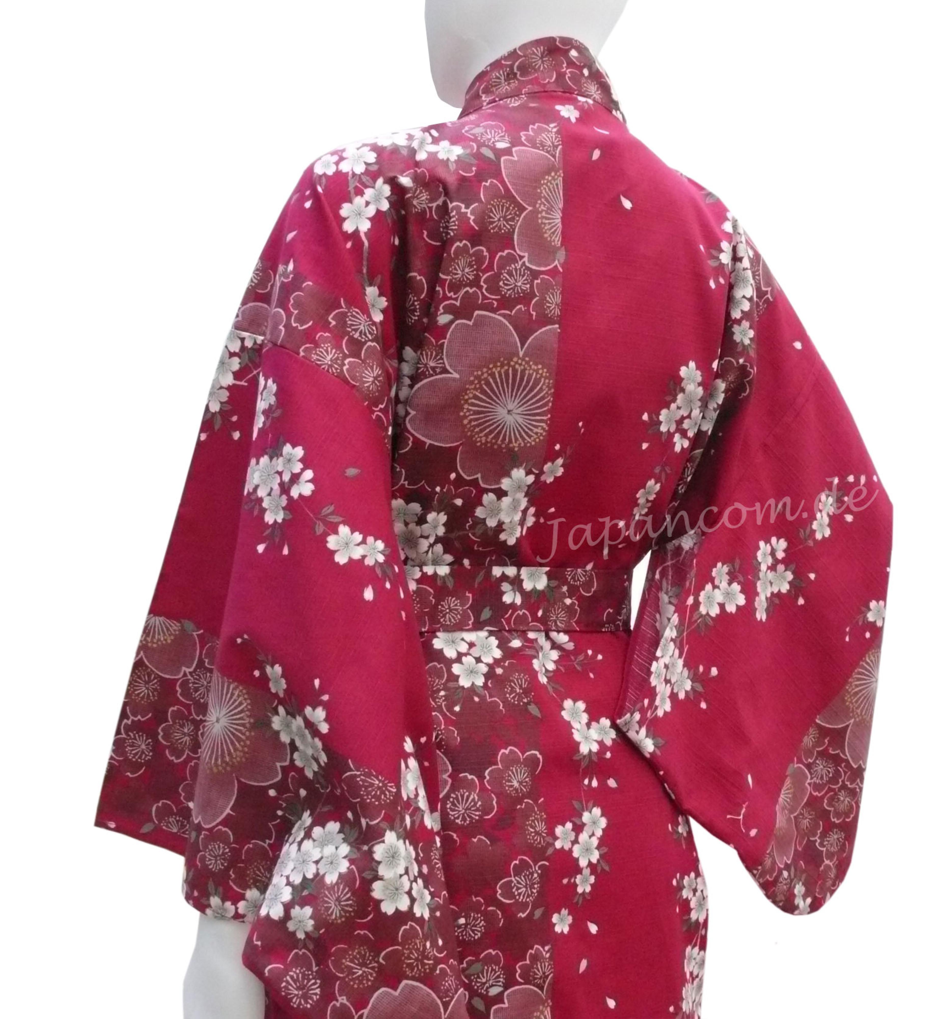 Damen Kimono Sakura Kirschblüte bordeaux, lang
