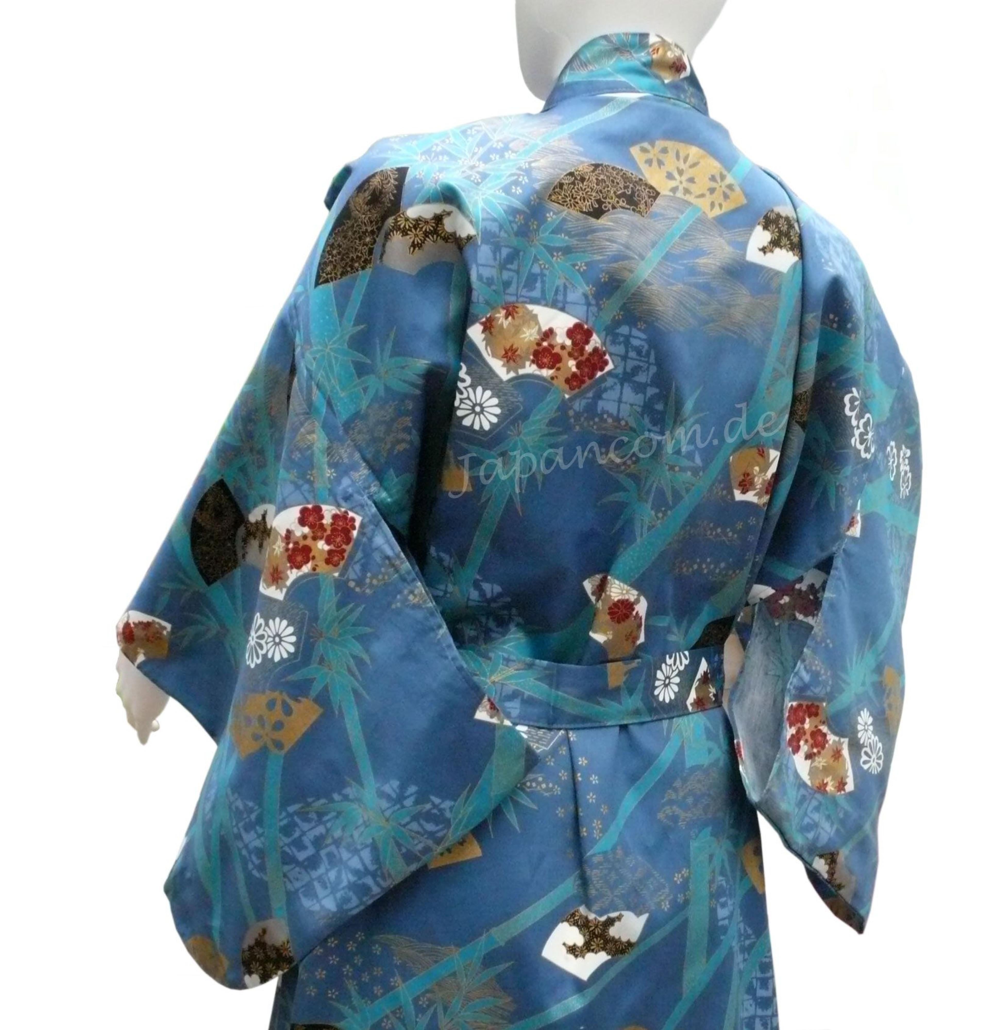Damen Kimono Sensu Take (Fächer Bambus) türkis
