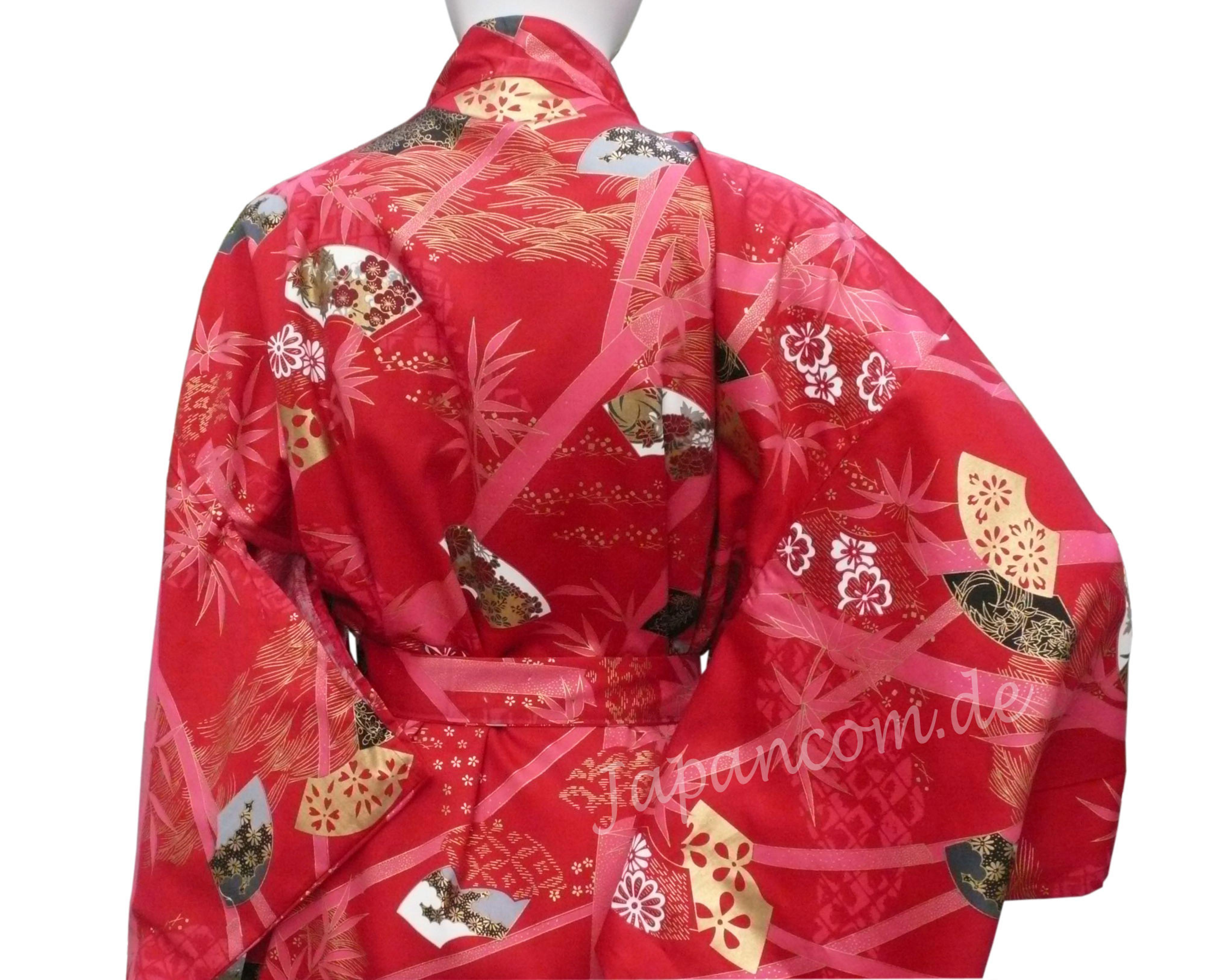 Damen Kimono Sensu Take (Fächer  Bambus) rot