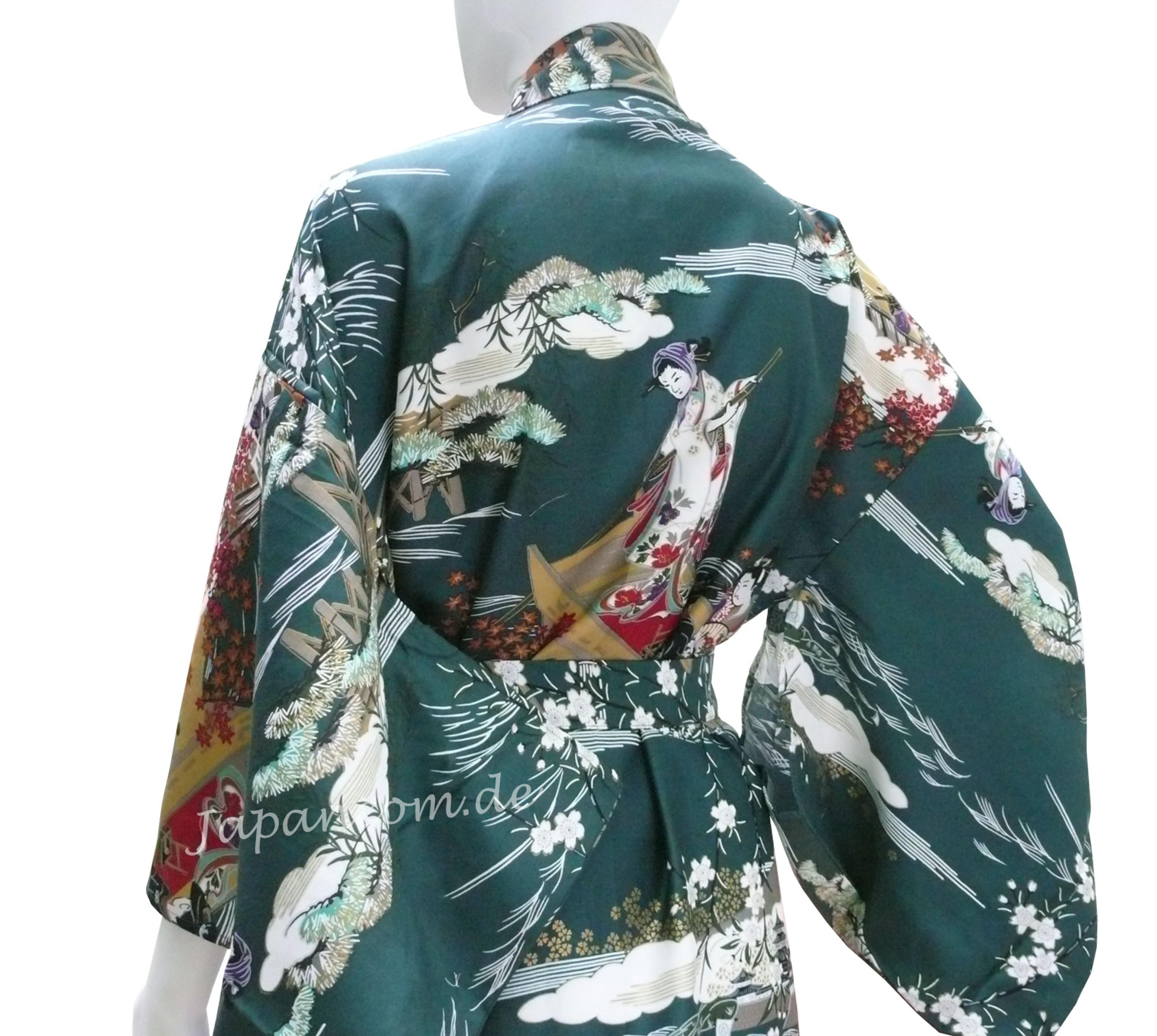 Damen Kimono Ukiyoe grün
