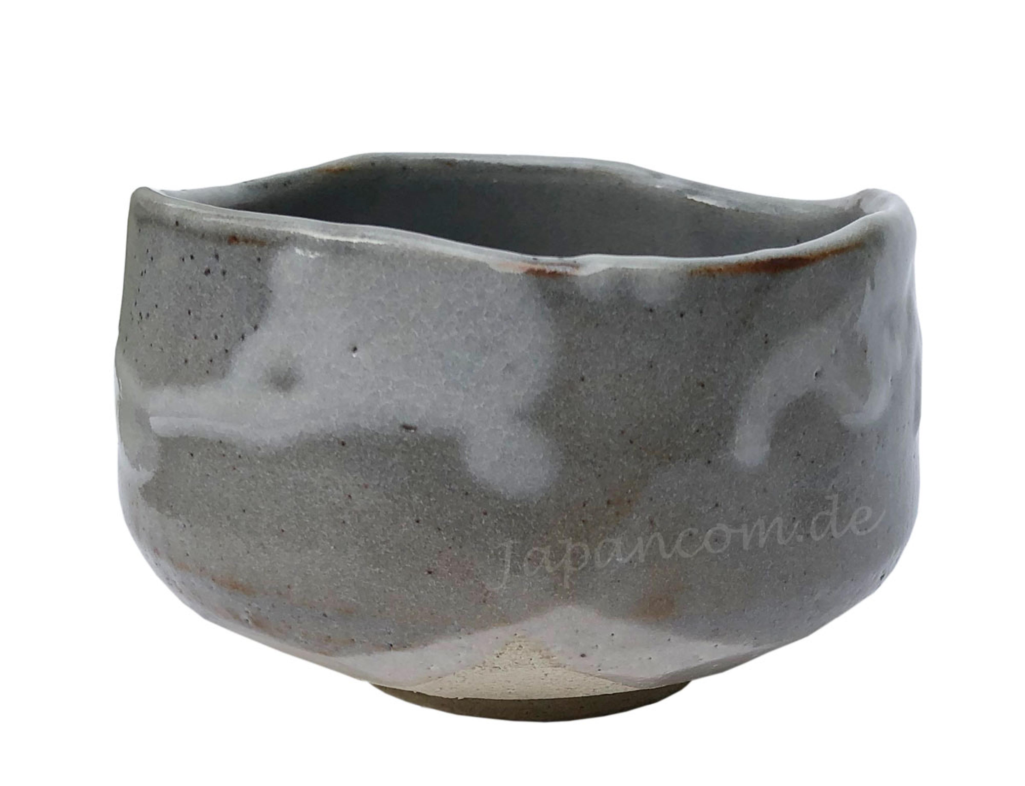 Matchaschale Nezumi Shino grau-weiss
