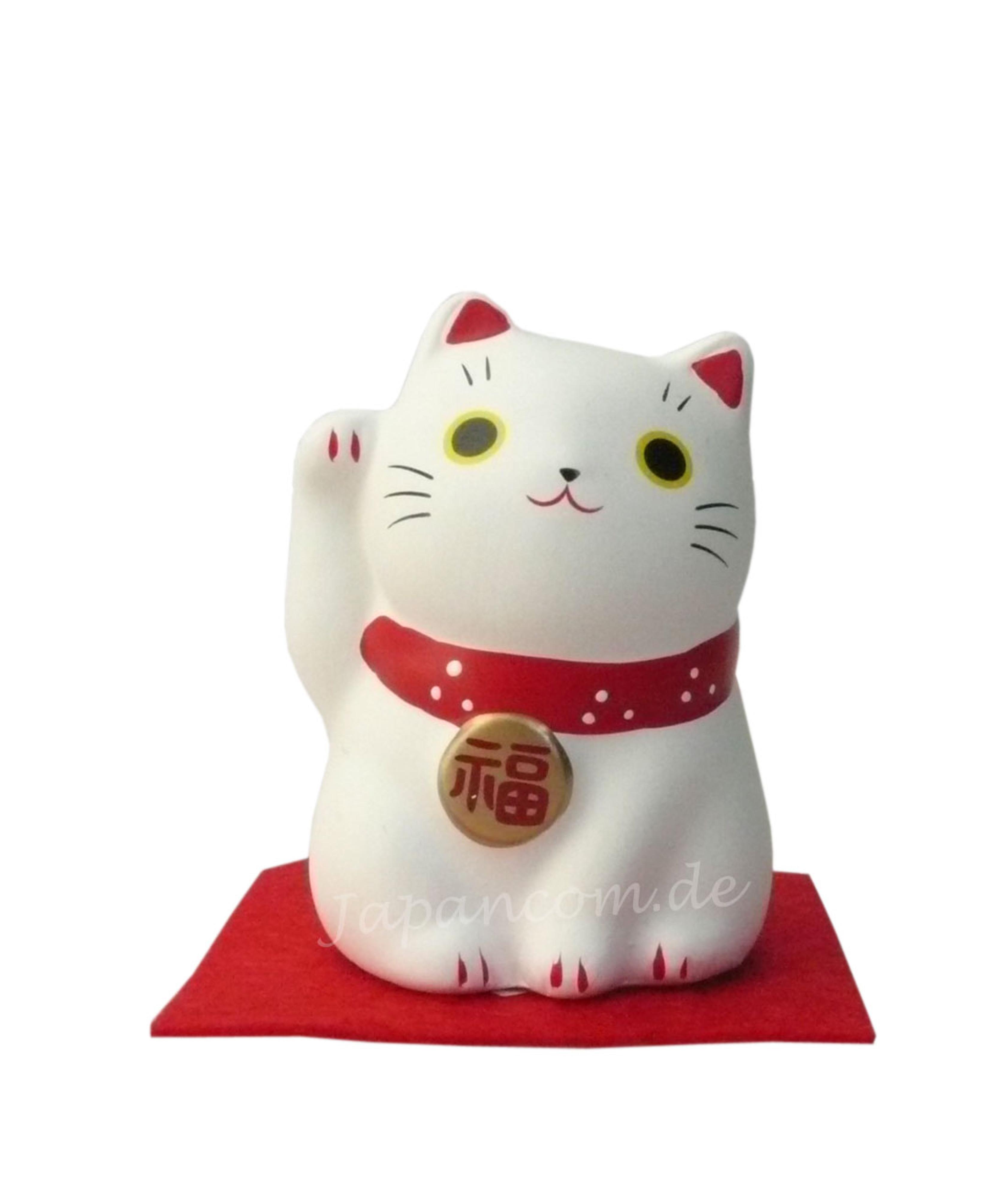 Japanische Winkekatze weiss - Glück komm her
