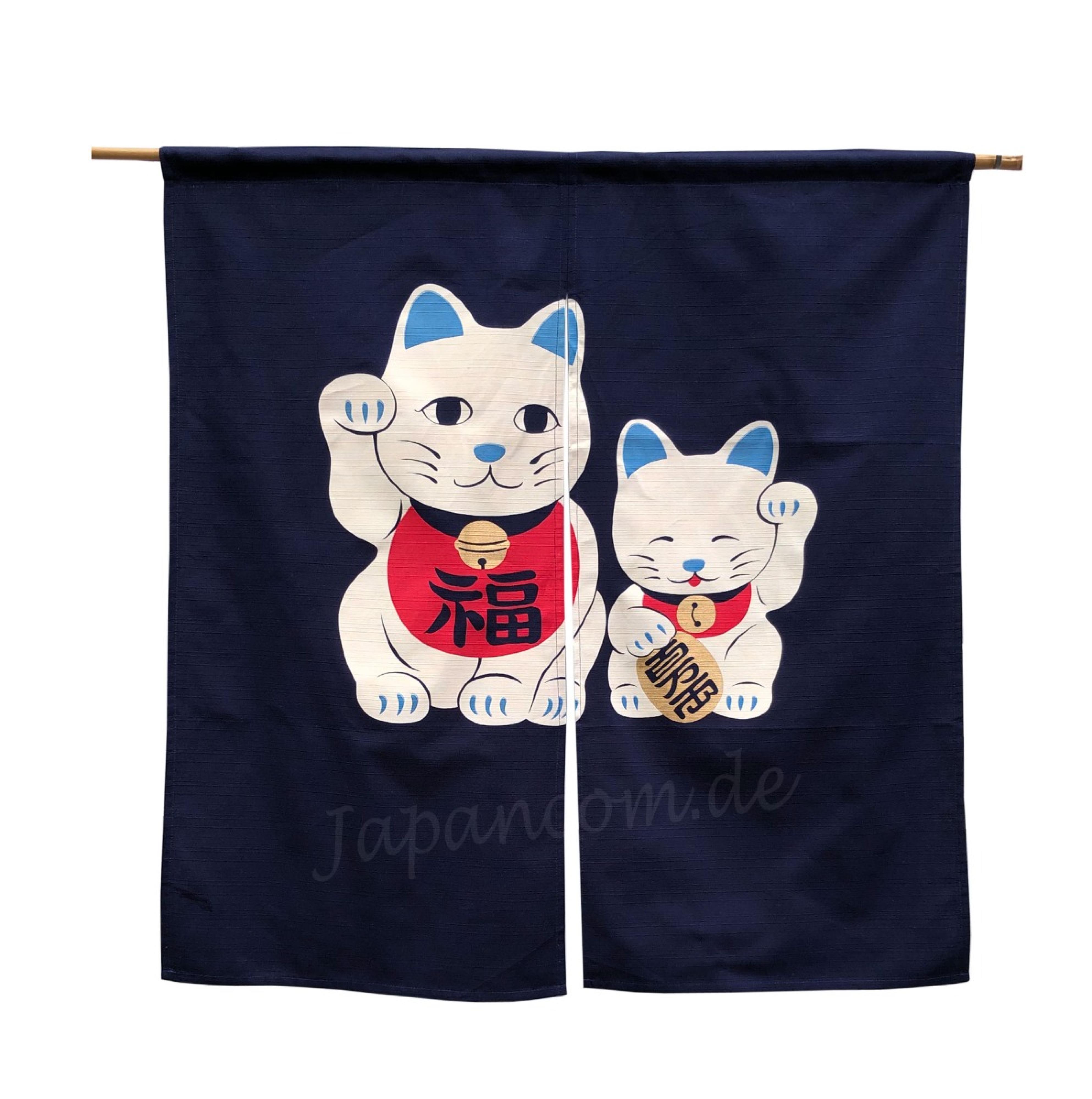 Noren Maneki Glückskatze blau kurz