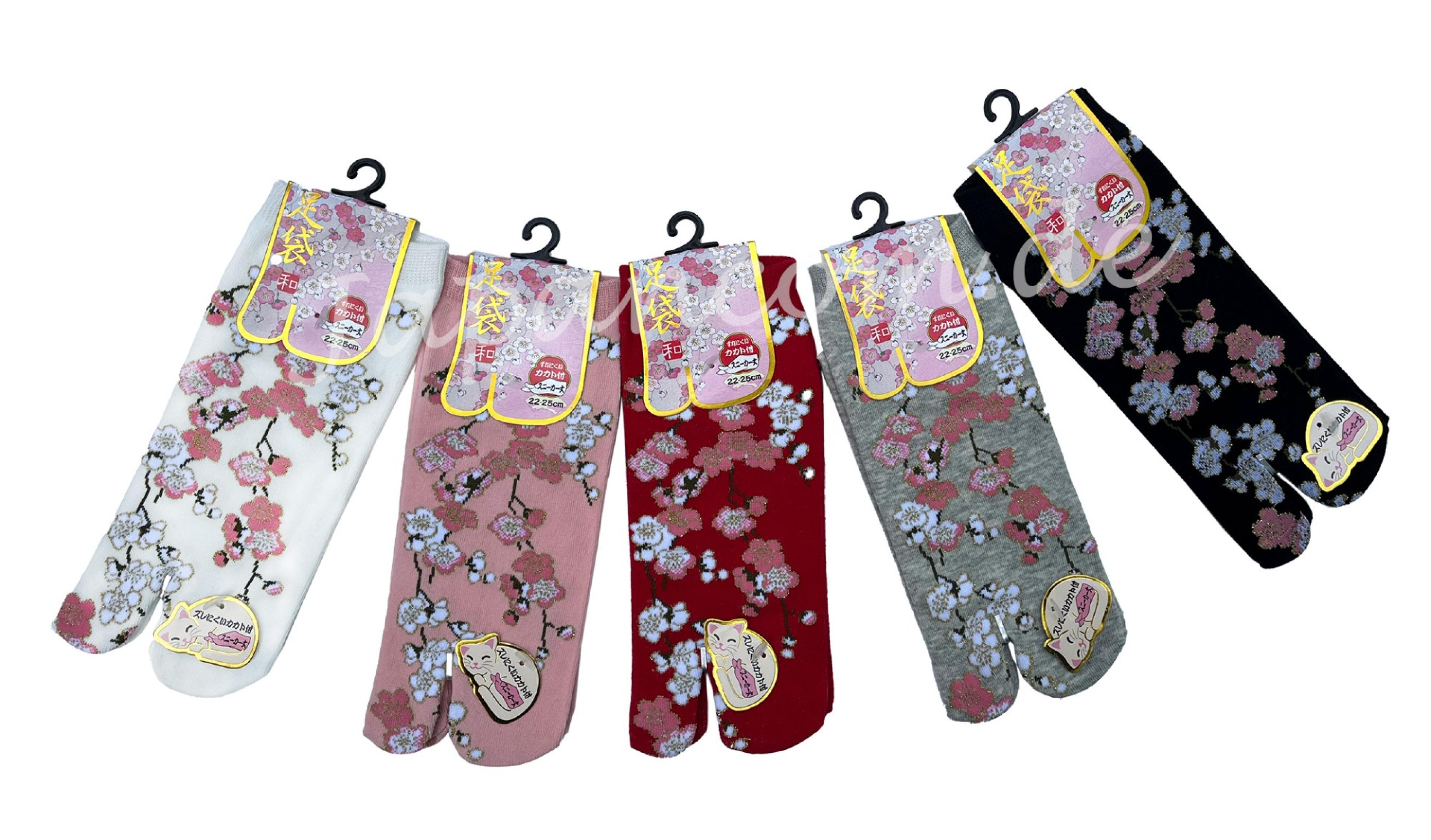 Japanische Tabisocken mit Hanami Kirschblütenmotiv Größe 34–40